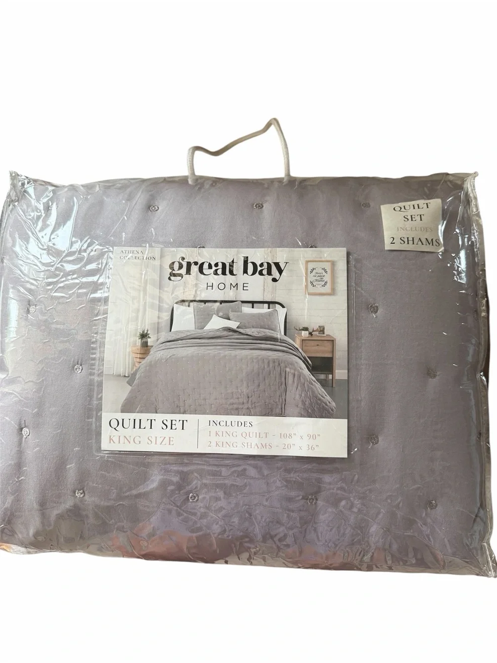Tufted Quilted Comforter Set in Light Gray